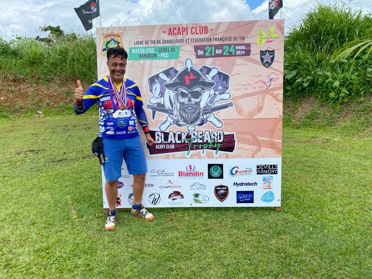 David GESLIN 1er super senior 1er senior 2eme overall, 2ème en carabine PCC et 1er au Shoot Off Standard à  la Black Beard Trophy de La Guadeloupe